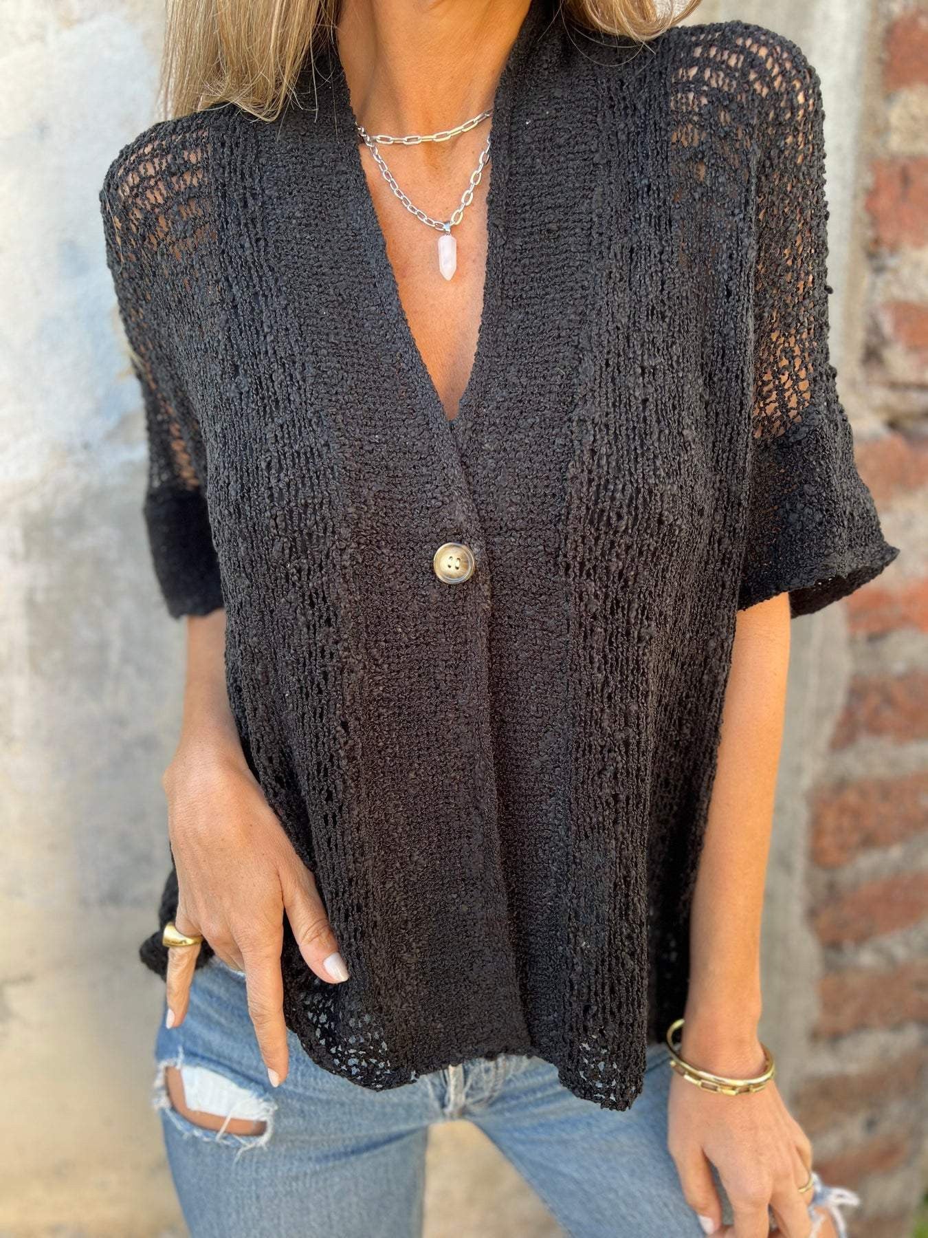 Amara | Relaxed Short Sleeve Knit Cardigan
