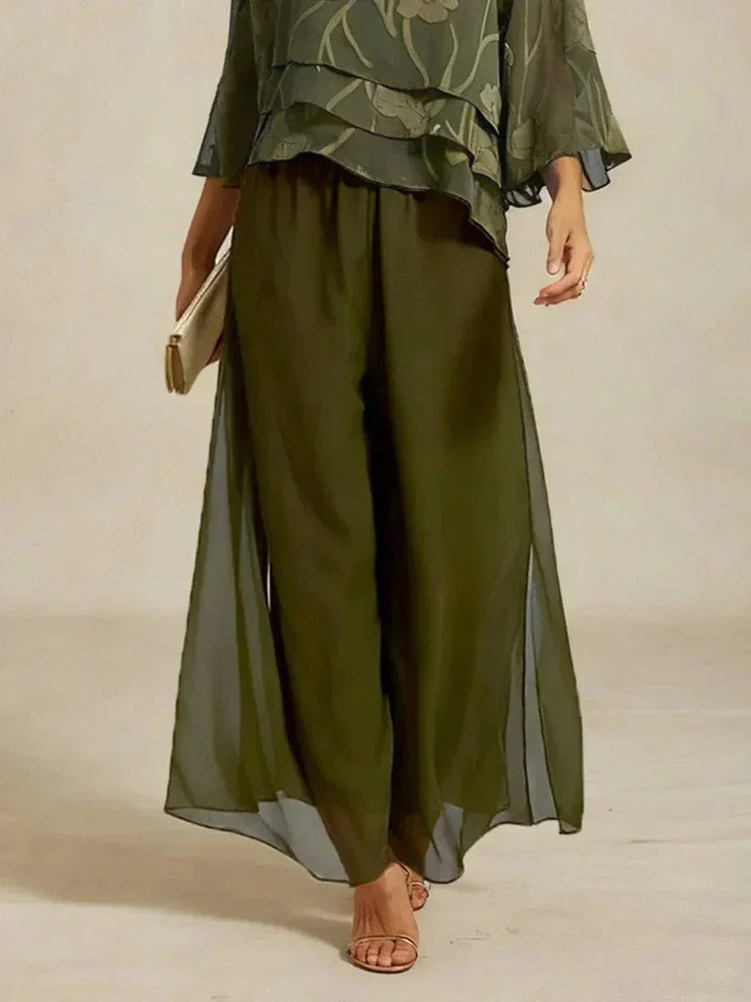Hera | Elegant Chiffon Overlay Wide Pants
