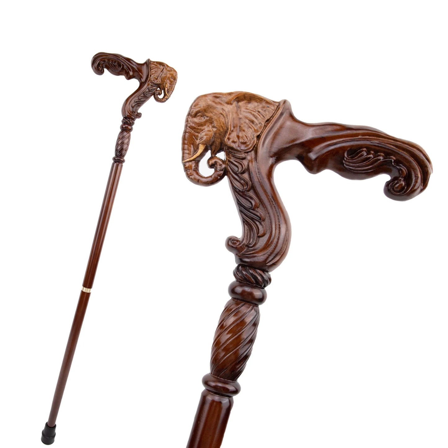 Elephant Cane Wooden Walking Stick Ergonomic Handle