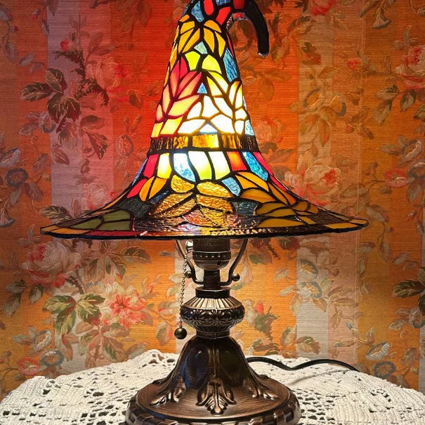 Stained Glass Witch Hat Lamp