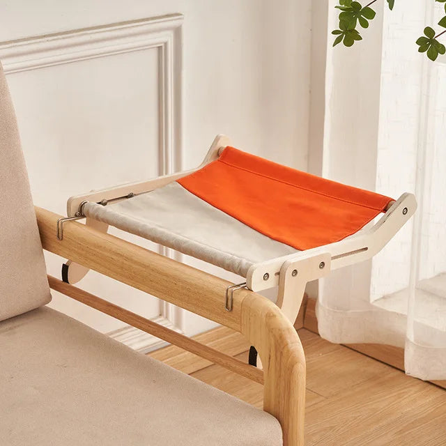 Wooden Assembly Cat Hammock with Cotton Canvas – Easy to Wash, Multi-Ply Plywood Construction
