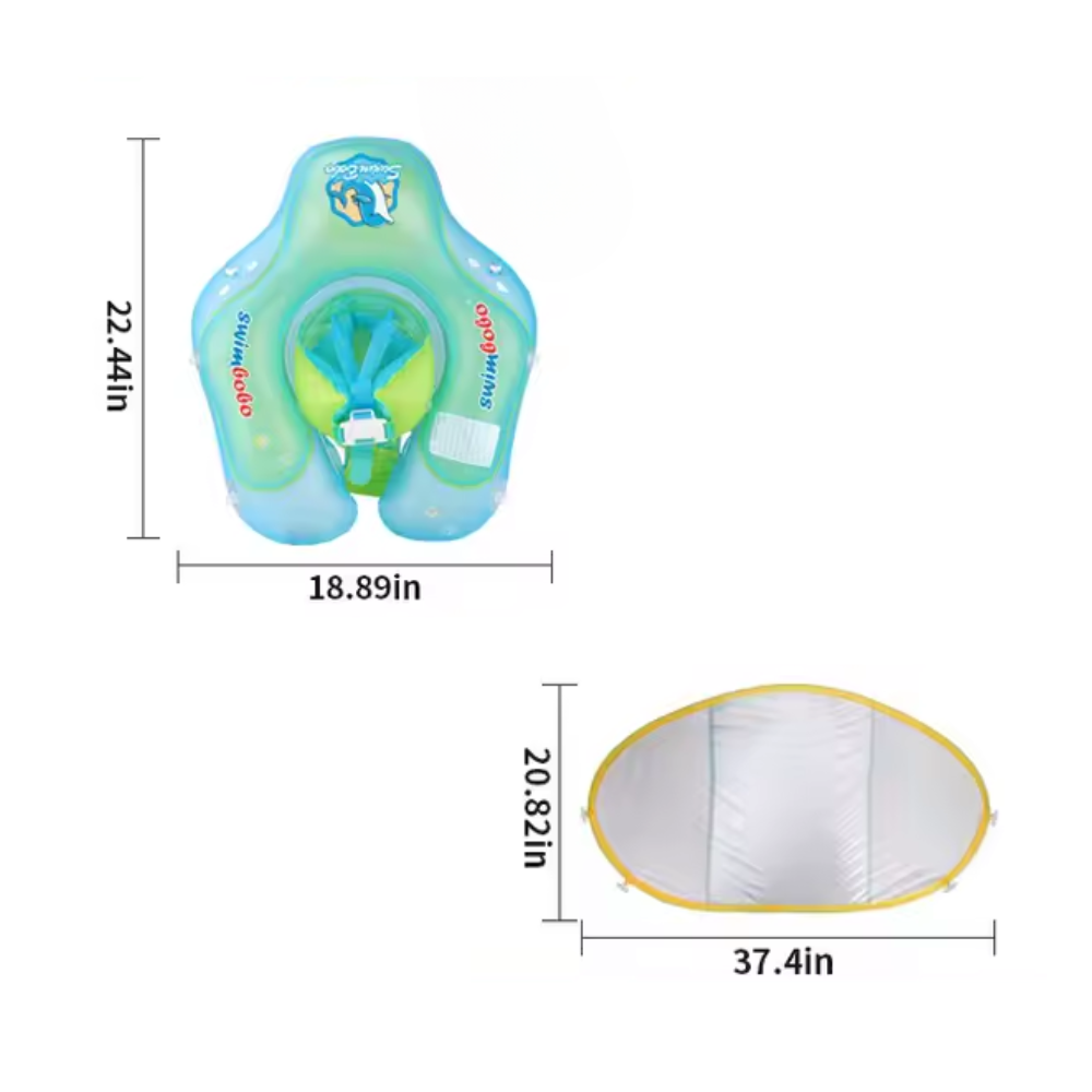 Baby Swim Float with Sunshade Canopy | Safety Buckle, Quick-Drying & Ideal for Infants 3-24 Months