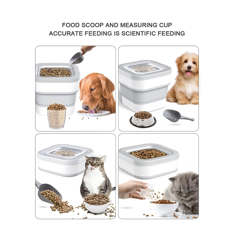 Portable Large Dog Food Storage Container with Sealing Lock, Scoop, And Transparent Lid