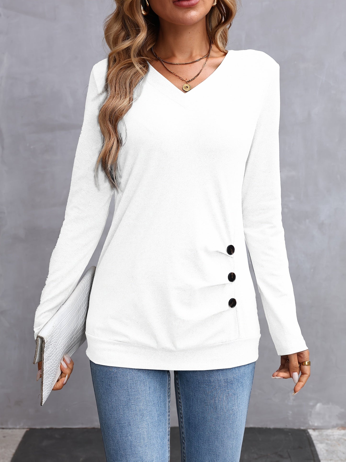Women's V-Neck Long Sleeve Top