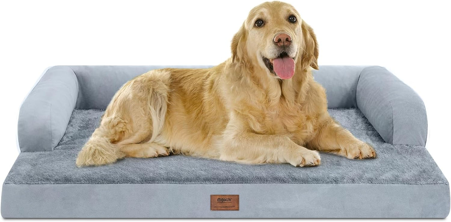 Large Dog Bed Orthopedic Washable - Beds Bolster - Medium XL XLarge Big Dogs - Memory Foam Couch Sofa - Waterproof with Removable Cover