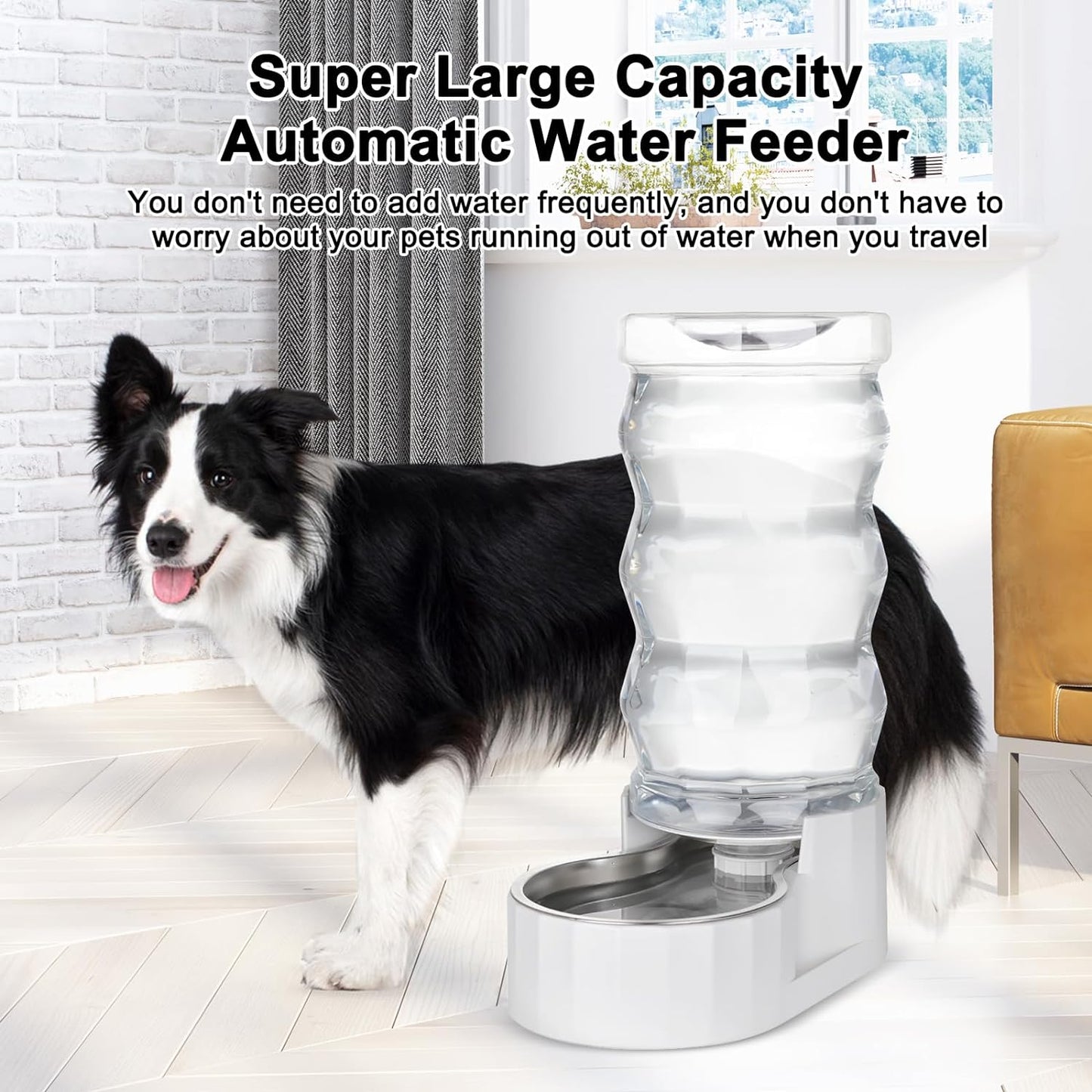 Stainless Steel Pet Waterer - Automatic BPA-Free Water Feeder, 8L Capacity with Two Caps & Filters