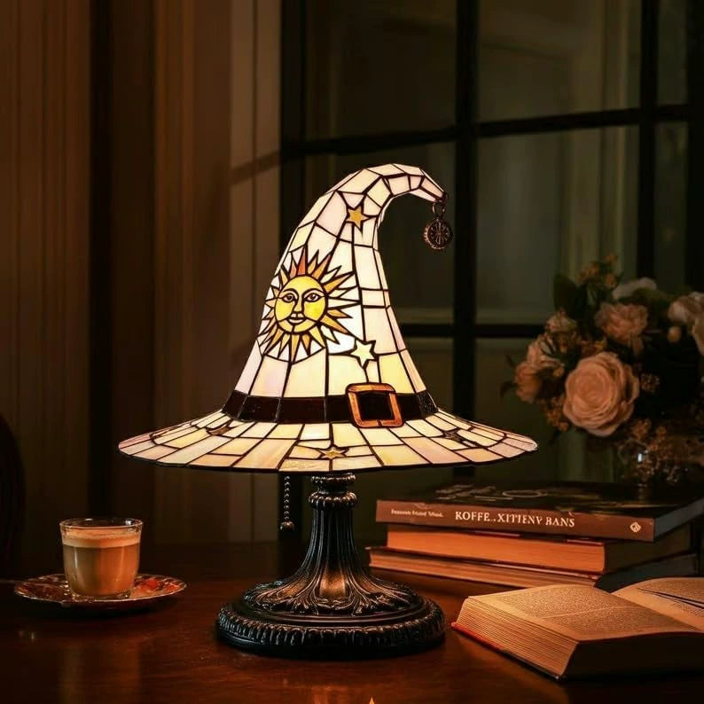 Stained Glass Witch Hat Lamp