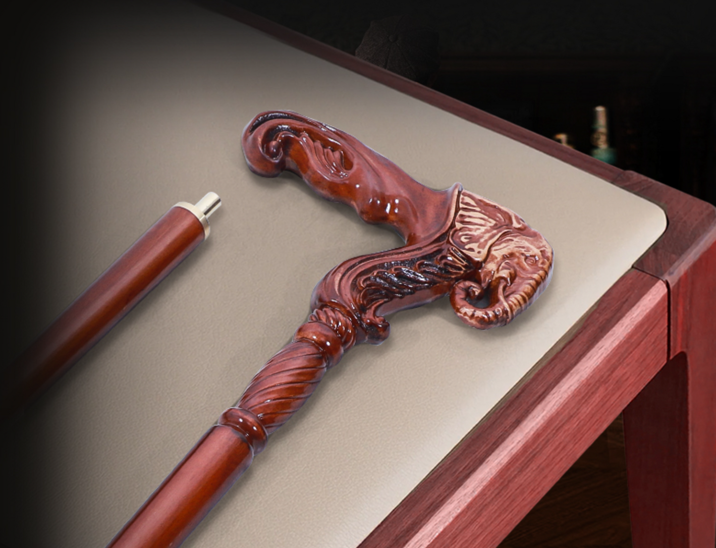 Elephant Cane Wooden Walking Stick Ergonomic Handle