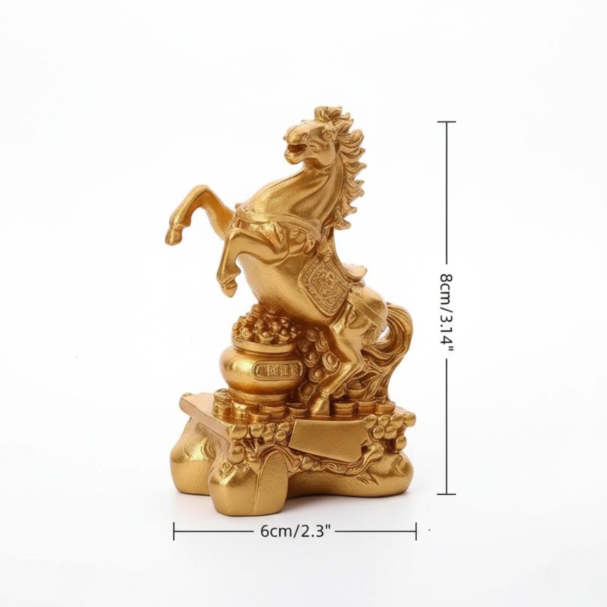 Feng Shui Success | Fire Horse Statue with Elegant Golden Finish | Symbol of Wealth and Luck for Ambition 6