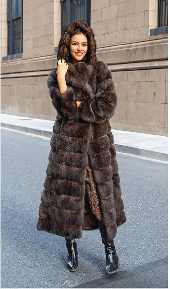Vivienne | Hooded Longline Faux Fur Coat