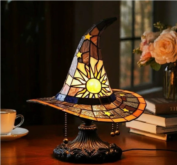 Stained Glass Witch Hat Lamp