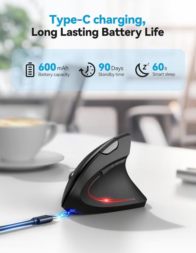 Ergonomic Wireless Mouse with Multi-Device Connectivity and Enhanced Precision