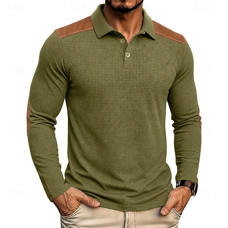 Sutton | Waffle Knit Long Sleeve Polo