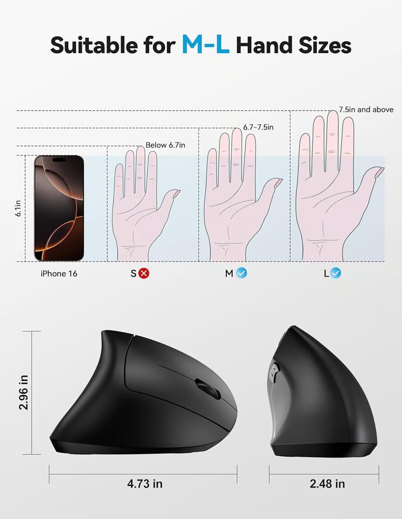 Ergonomic Wireless Mouse with Multi-Device Connectivity and Enhanced Precision