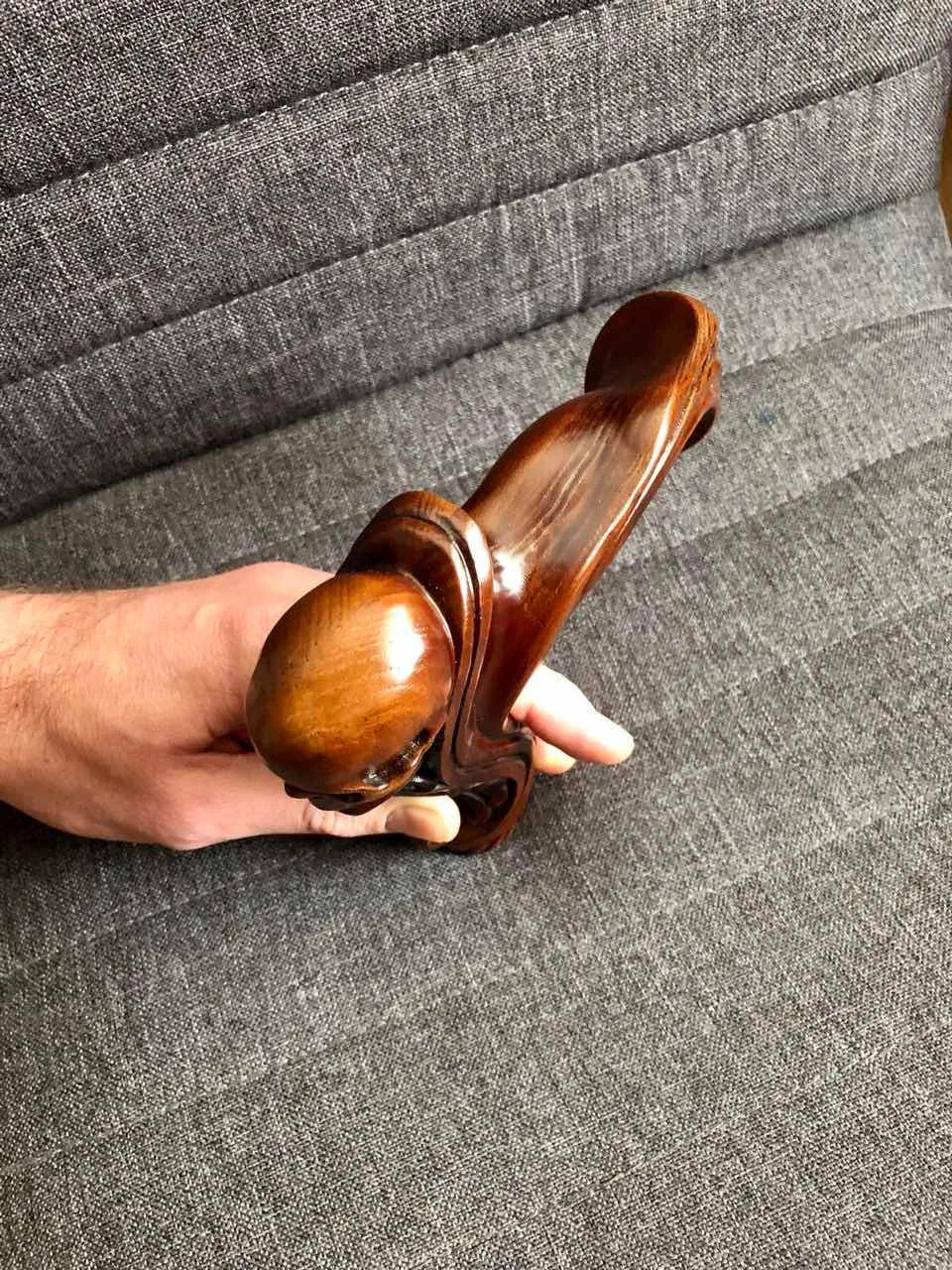 Skull Cane Wooden Walking Stick - Ergonomic Palm Grip Handle