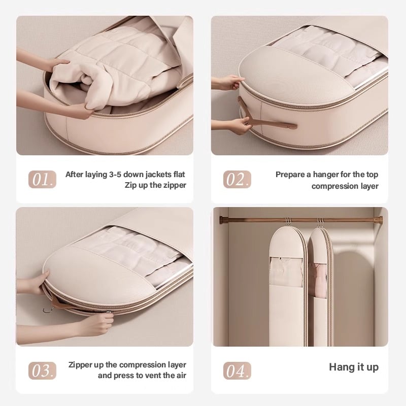 2025  Space Saving Hanging Garment Bag with Self Compression Zipper