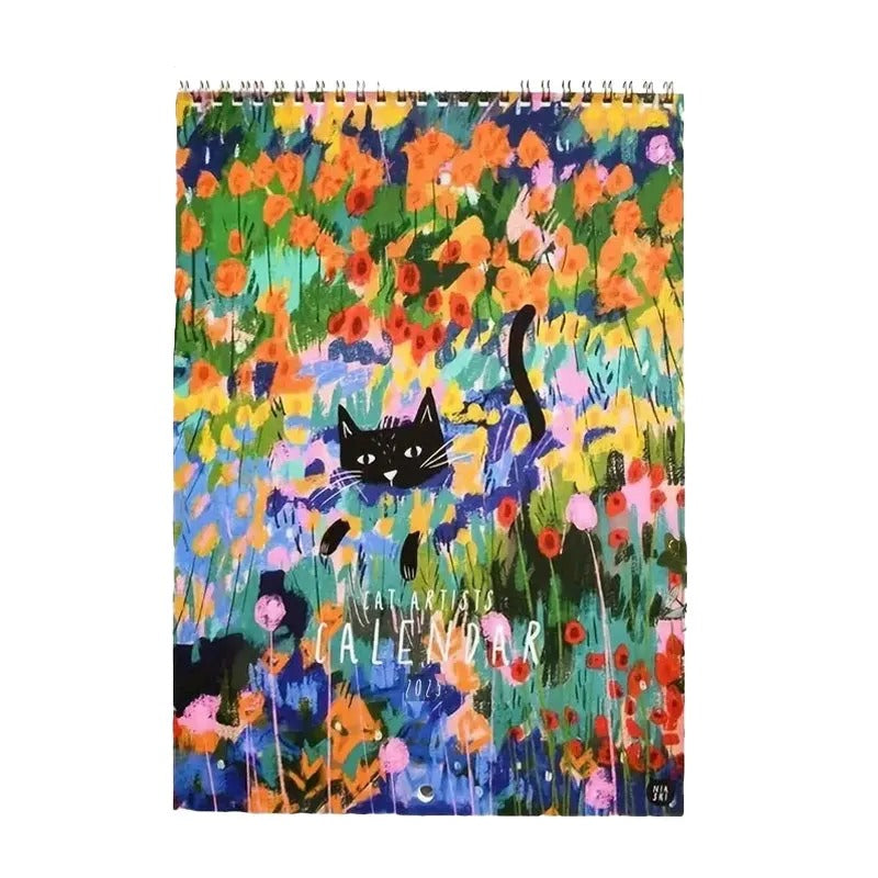 2025 Cat Art Wall Calendar with Thematic Illustrations