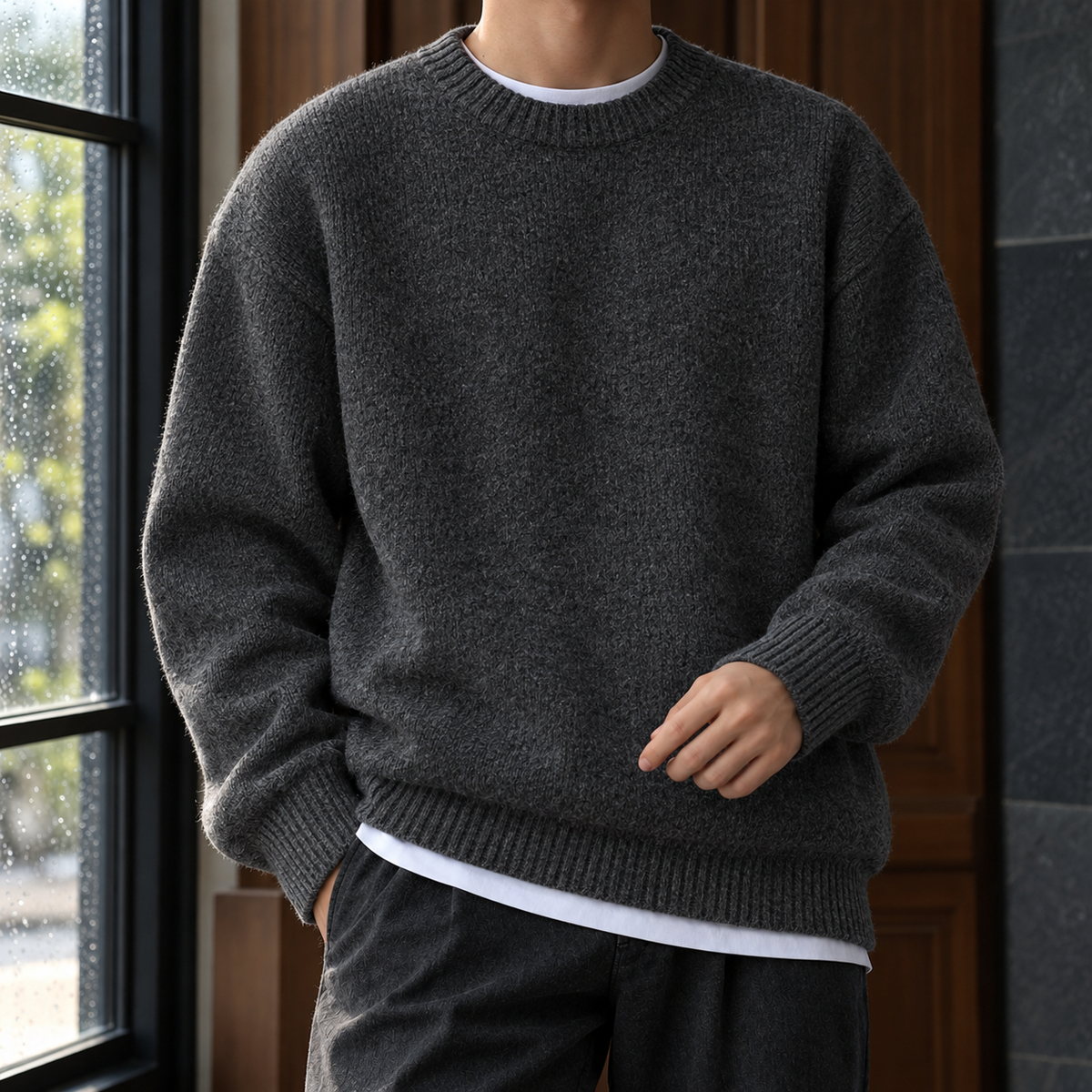 Aaron | Textured Crewneck Sweater
