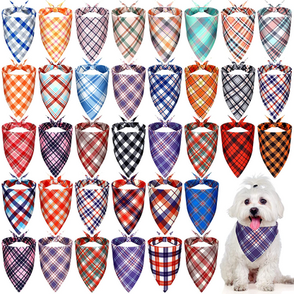 30 Pcs Dog Bandana Plaid Pet Bandana