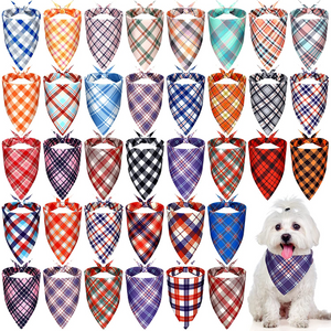 30 Pcs Dog Bandana Plaid Pet Bandana