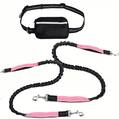 Hands-Free Dog Leash with Shock Absorbers and Storage Pouch