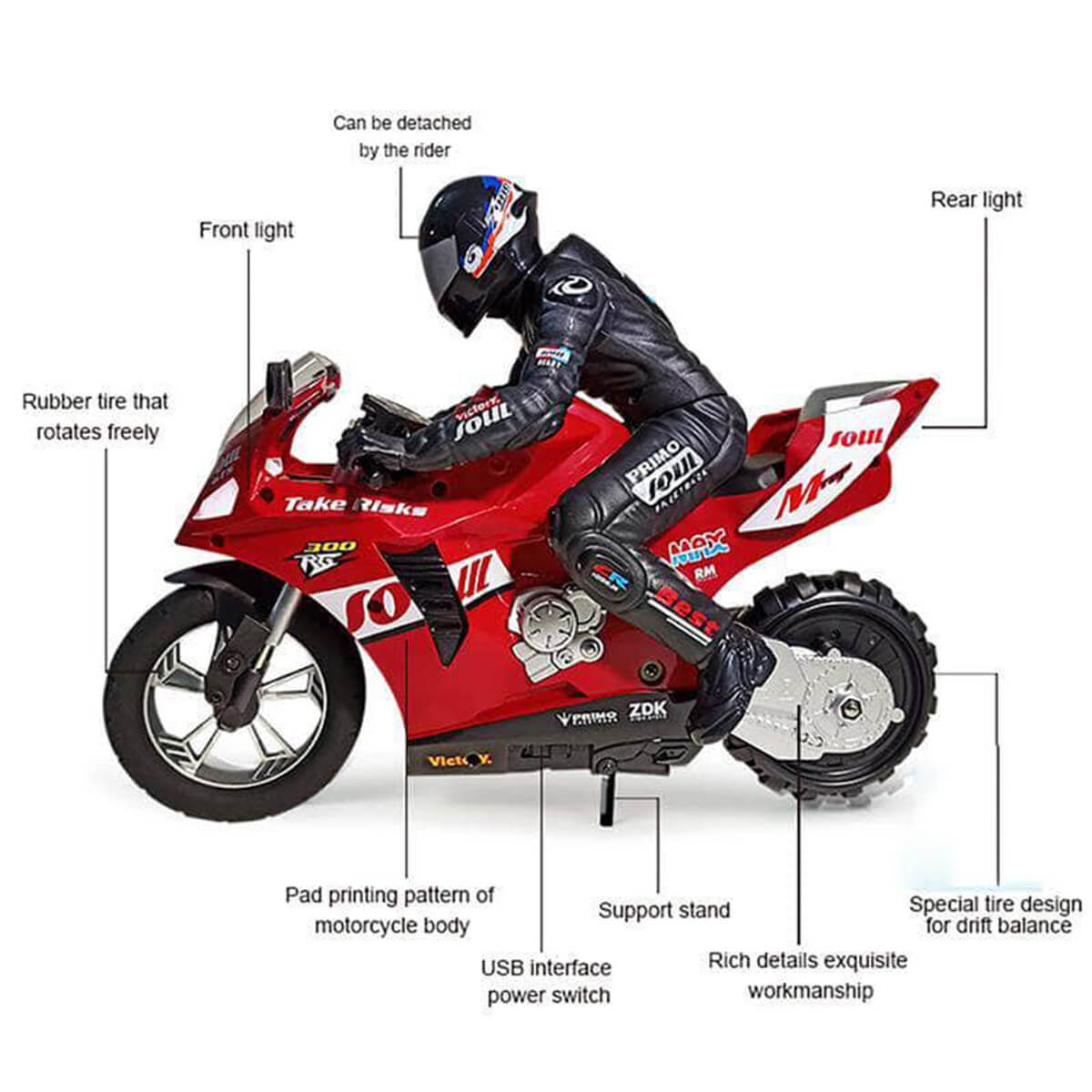 1:6 RC Motorcycle High Speed Drift Motorcycle Remote Control Racing Stunt Motorcycle