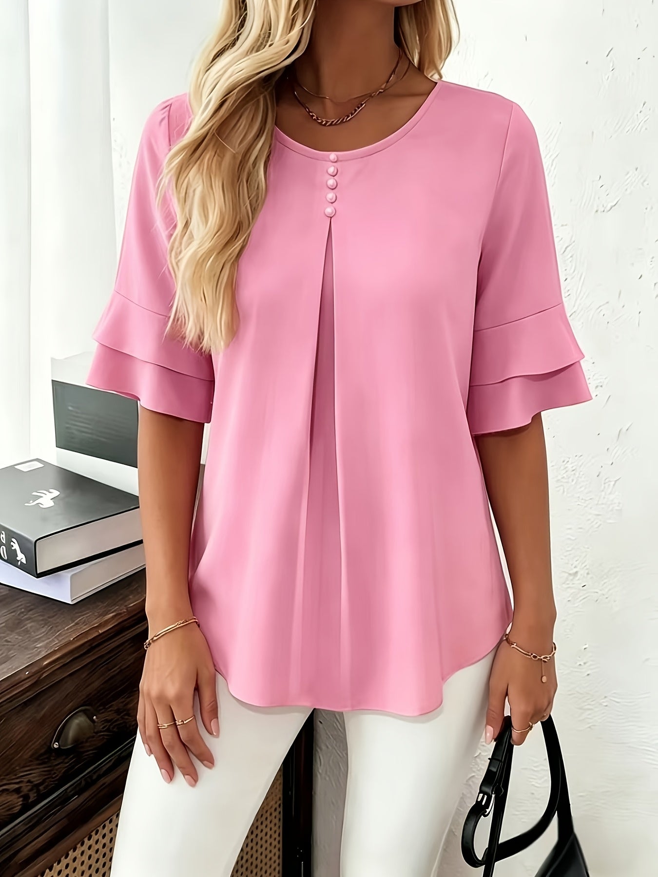 Women's Layered Ruffle Sleeve Blouse
