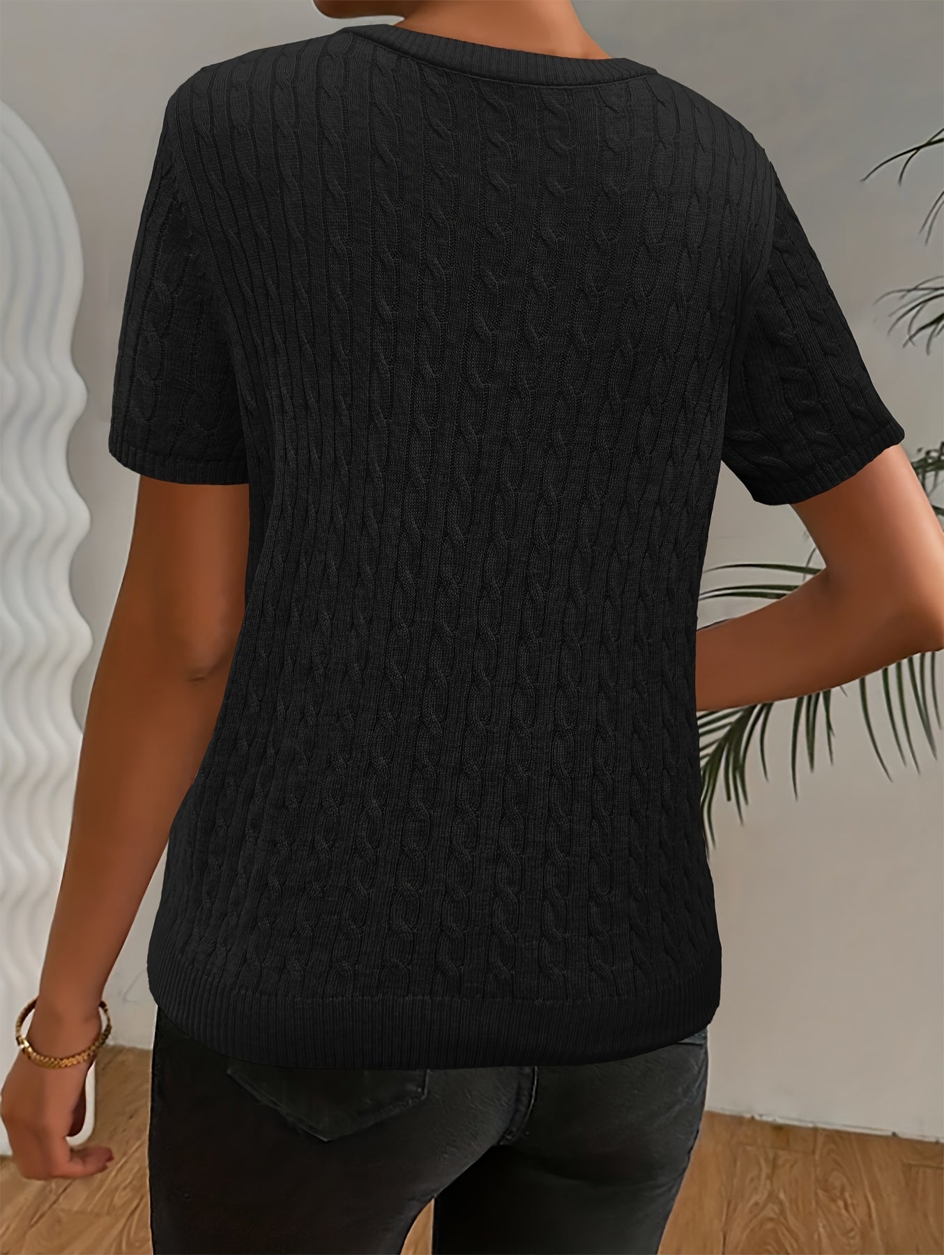 Sabine | Cable Knit Short Sleeve Sweater