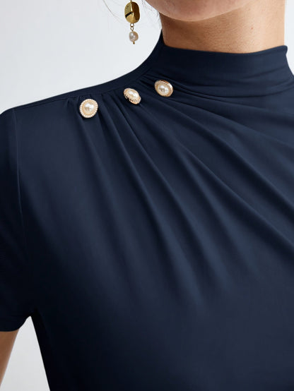 Women's Short Sleeve Mock Neck Top