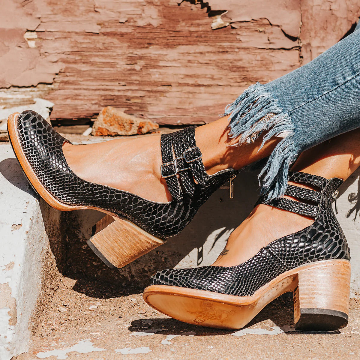 Marigold | Block Heel Ankle Boots with Buckle Straps for Women