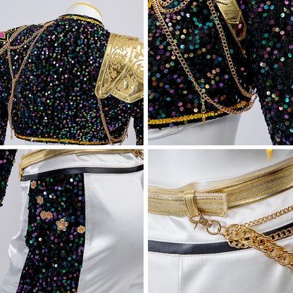 Pop Stars Rumi Costume Kpop Demon Hunters Golden Black Dance Outfit Stage Performance Suit