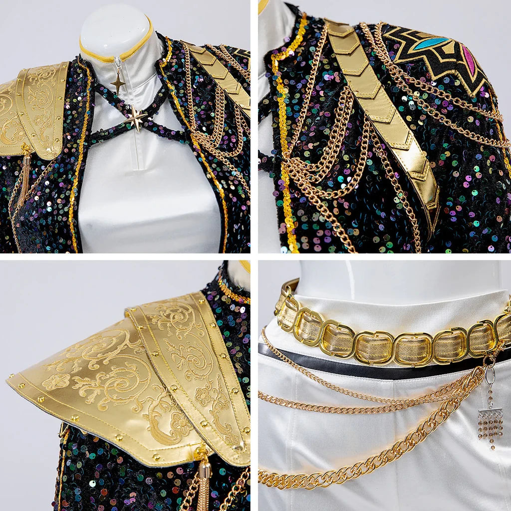 Pop Stars Rumi Costume Kpop Demon Hunters Golden Black Dance Outfit Stage Performance Suit