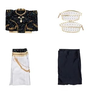 Pop Star Golden Performance Costume Black/White/Gold Stage Dance Outfit Halloween Cosplay