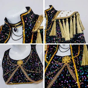 Pop Idol Costume Golden Black Stage Performance Outfit Cosplay Suit Full Set