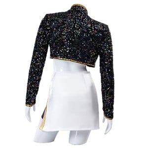 Pop Idol Costume Golden Black Stage Performance Outfit Cosplay Suit Full Set