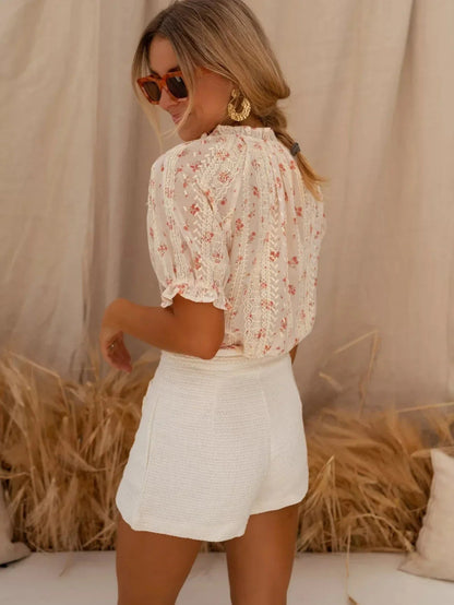 Isabella | Airy Floral-Print Puff Sleeve Blouse