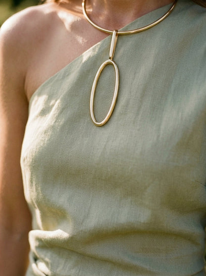 Ophelia | Draped One-Shoulder Linen Maxi Dress