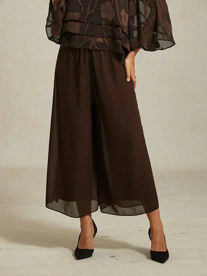 Paloma | Chiffon Overlay Mid-Waist Cropped Trousers