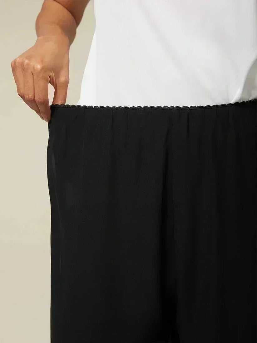 Paloma | Chiffon Overlay Mid-Waist Cropped Trousers