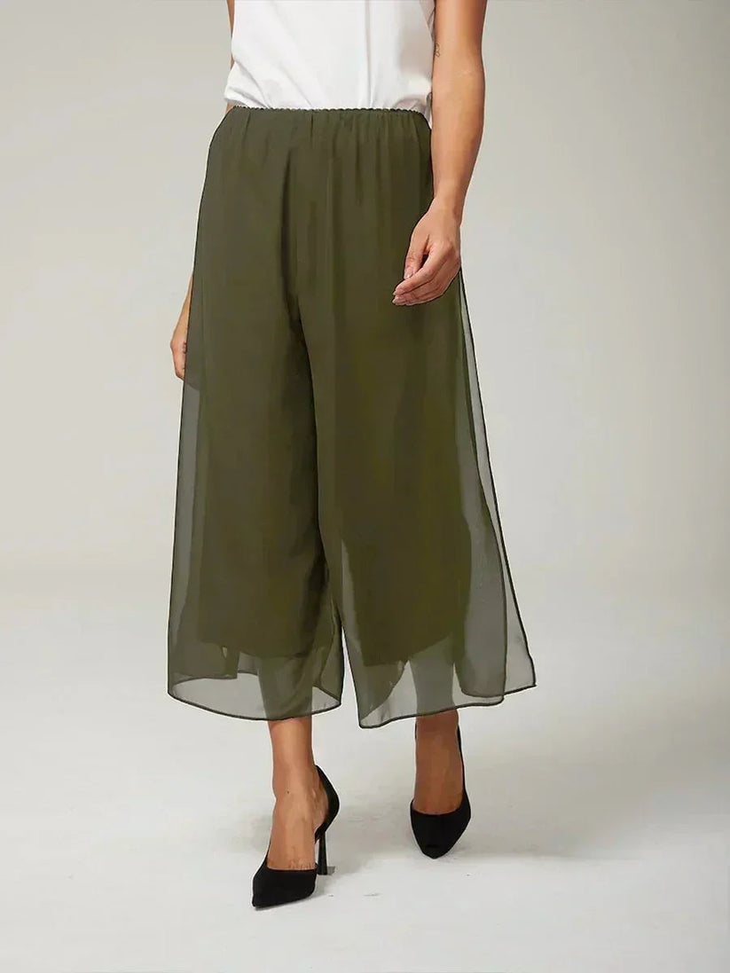Paloma | Chiffon Overlay Mid-Waist Cropped Trousers