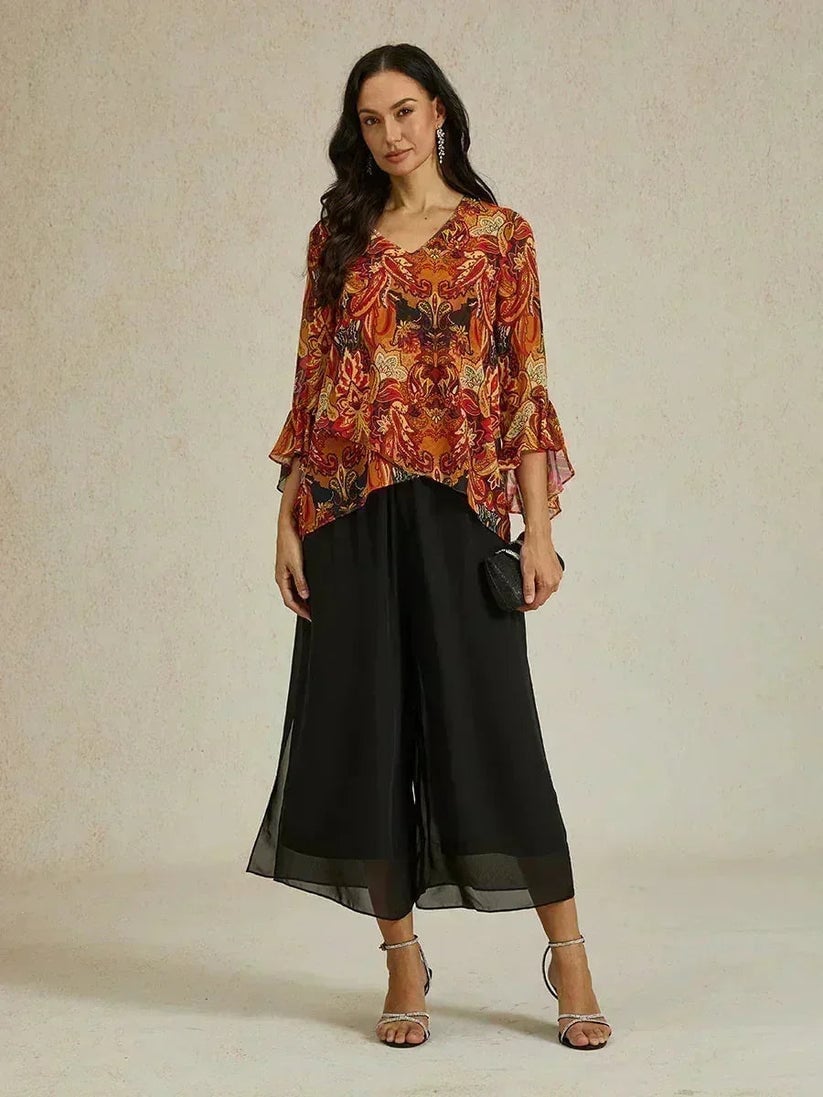 Paloma | Chiffon Overlay Mid-Waist Cropped Trousers