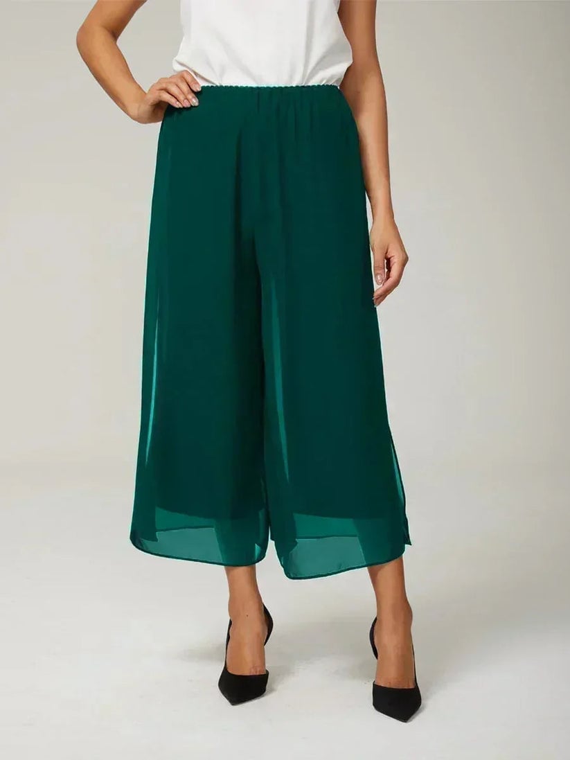 Paloma | Chiffon Overlay Mid-Waist Cropped Trousers