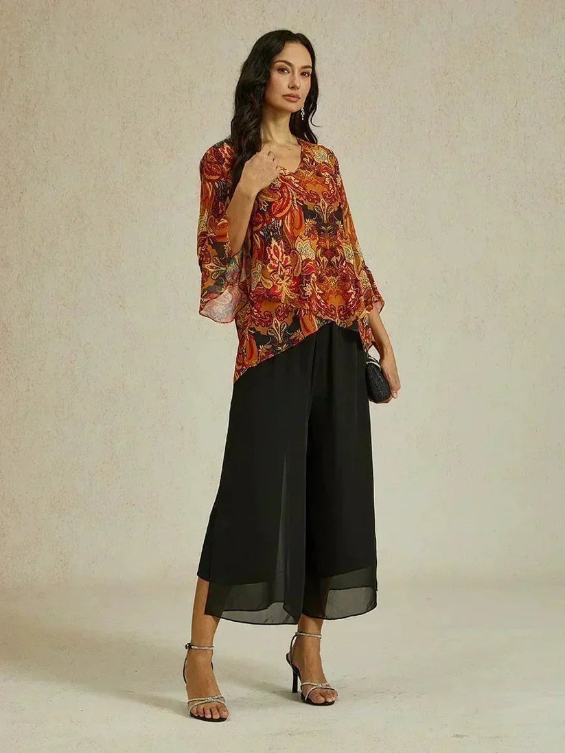 Paloma | Chiffon Overlay Mid-Waist Cropped Trousers