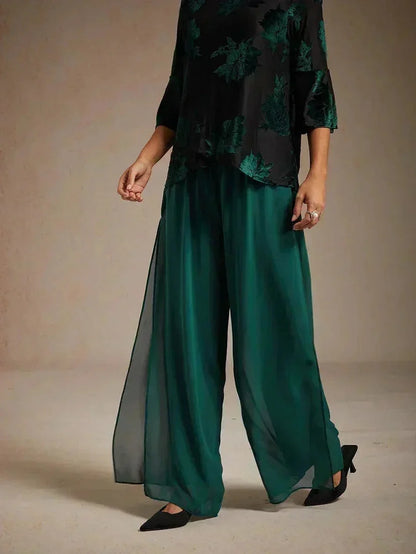 Hera | Elegant Chiffon Overlay Wide Pants