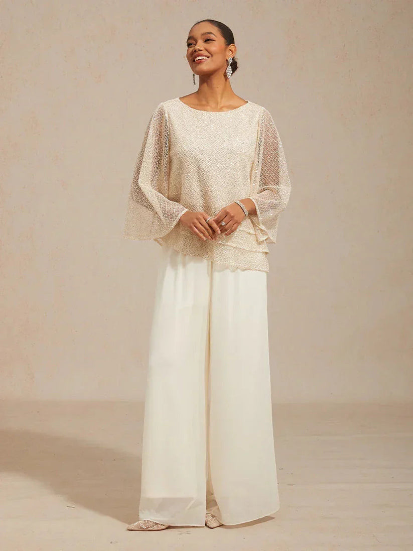 Hera | Elegant Chiffon Overlay Wide Pants