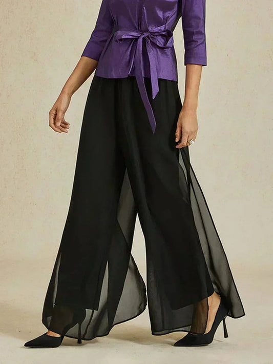 Hera | Elegant Chiffon Overlay Wide Pants