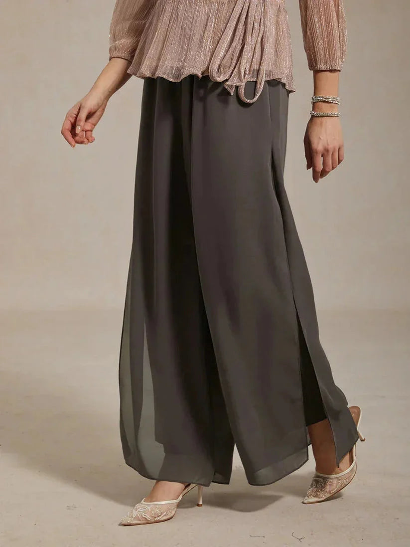 Hera | Elegant Chiffon Overlay Wide Pants