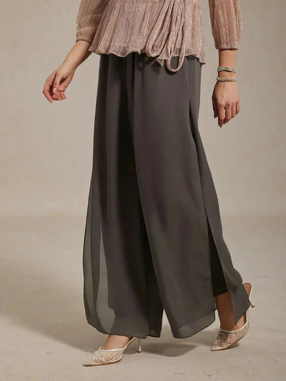 Hera | Elegant Chiffon Overlay Wide Pants
