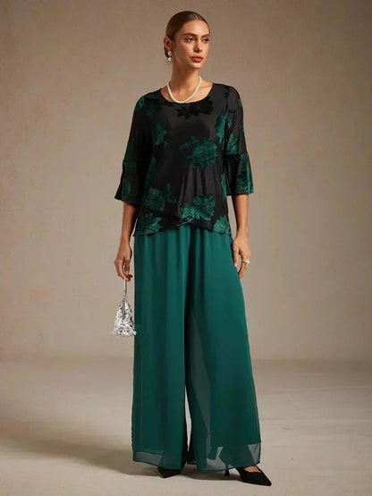 Hera | Elegant Chiffon Overlay Wide Pants