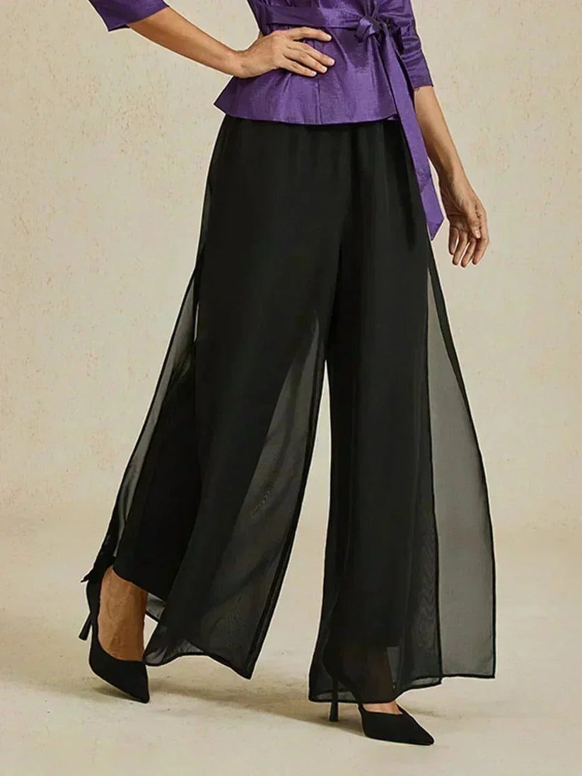 Hera | Elegant Chiffon Overlay Wide Pants